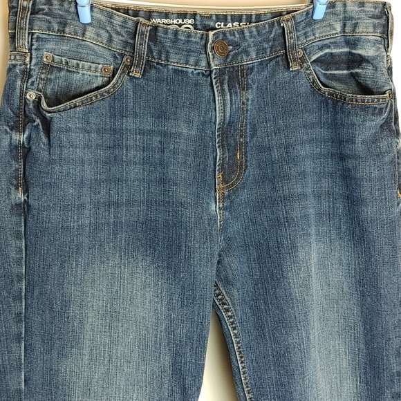 Warehouse One Men's Denim Jeans 34x32 Dark Wash Like New Straight Leg Relaxed - Picture 3 of 9